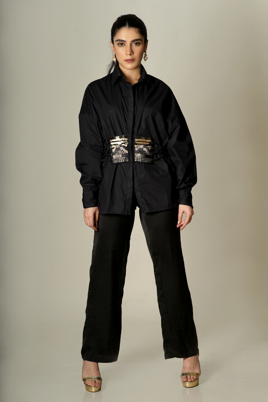 Christine Sequin Belted Shirt