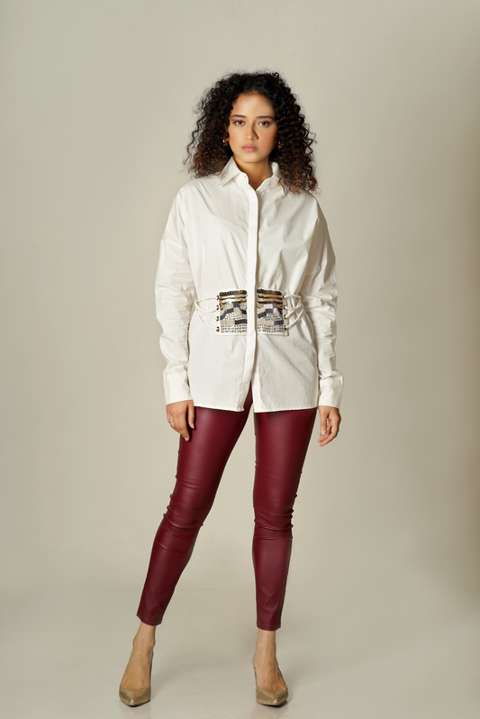 Christine Sequin Belted Shirt